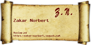 Zakar Norbert névjegykártya